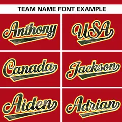 Red Camo Font Authentic Baseball Jersey 3