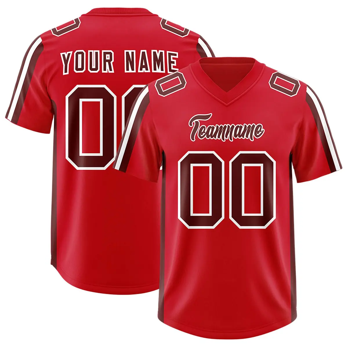 Red Cardinal and White Side Stripe Football Jersey