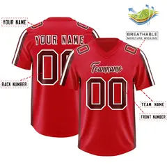Red Cardinal and White Side Stripe Football Jersey 2