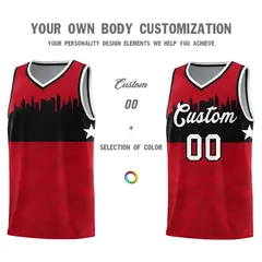 Red City Silhouette Pattern Basketball Uniform Jersey 3