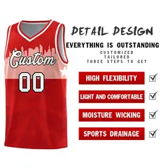 Red City Silhouette Pattern Basketball Uniform Jersey 2