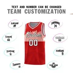 Red City Silhouette Pattern Basketball Uniform Jersey 4