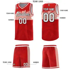 Red City Silhouette Pattern Basketball Uniform Jersey 5