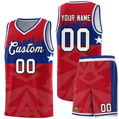 Red City Silhouette Pattern Basketball Uniform Jersey 1