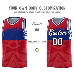 Red City Silhouette Pattern Basketball Uniform Jersey 3