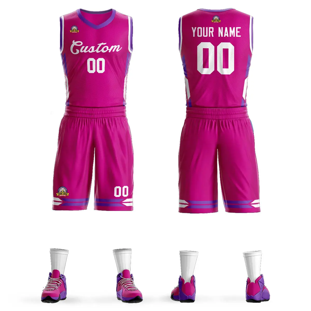 Red Classic Mesh Basketball Jersey Sets