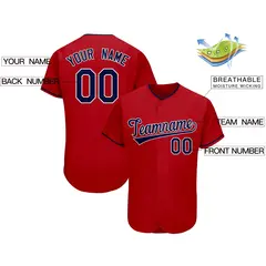 Red Classic Style Authentic Baseball Jersey 2