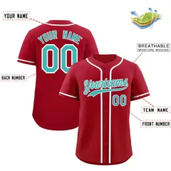 Red Classic Style Baseball Jersey Sports Uniform 2