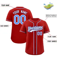 Red Classic Style Baseball Jersey Sports Uniform 2