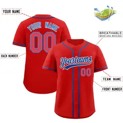 Red Classic Style Baseball Jersey Sports Uniform 2