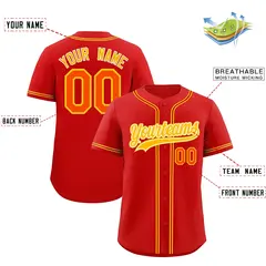Red Classic Style Lightweight Baseball Jersey for Teams 2