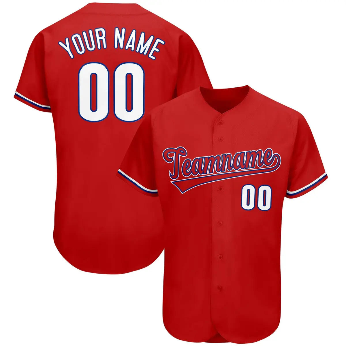 Red Classic Team Style Authentic Baseball Jersey