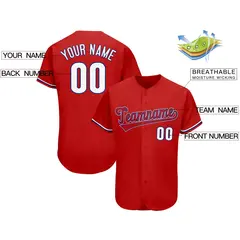 Red Classic Team Style Authentic Baseball Jersey 2