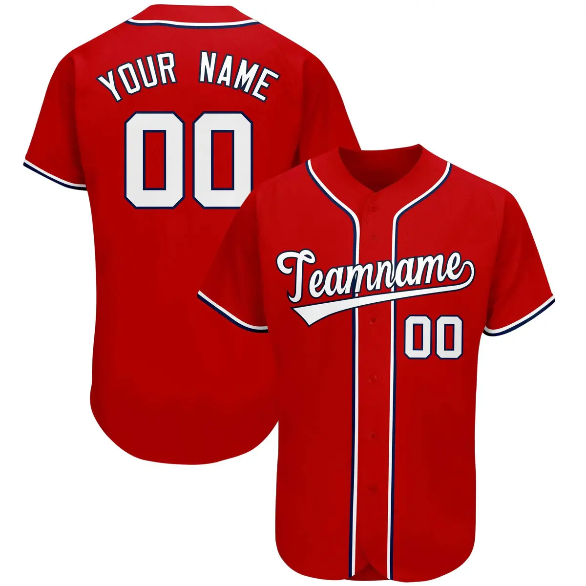 Red Classic Team Style Authentic Baseball Jersey