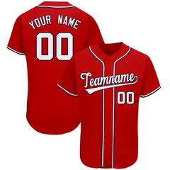 Red Classic Team Style Authentic Baseball Jersey 1