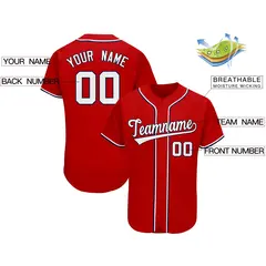 Red Classic Team Style Authentic Baseball Jersey 2