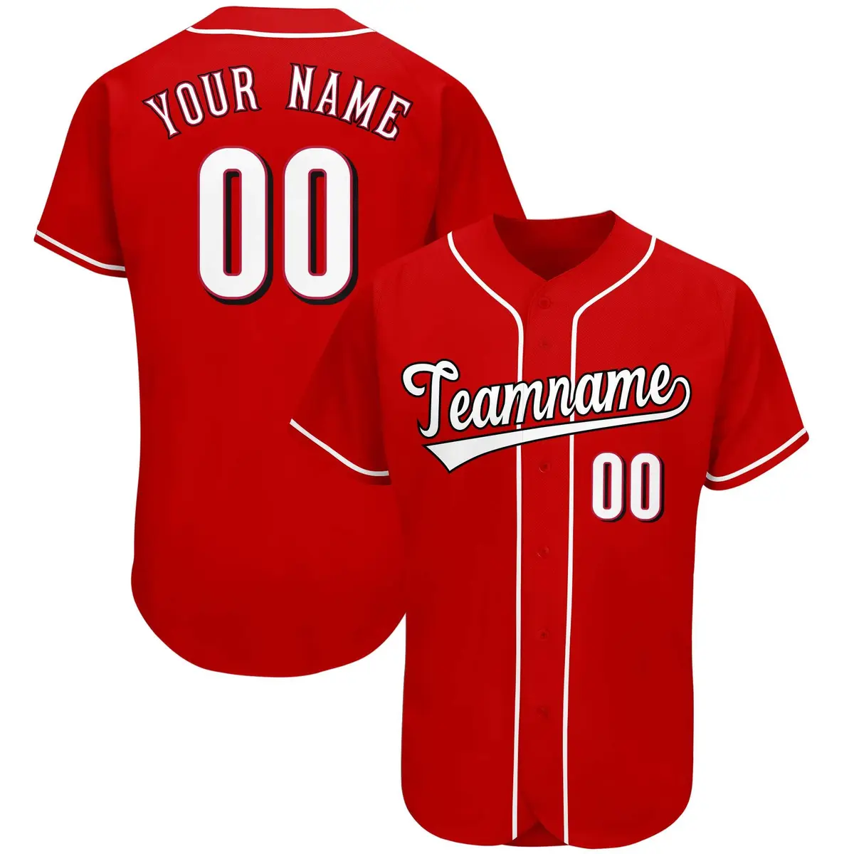 Red Classic Team Style Authentic Baseball Jersey