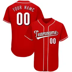 Red Classic Team Style Authentic Baseball Jersey 1