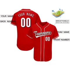 Red Classic Team Style Authentic Baseball Jersey 2