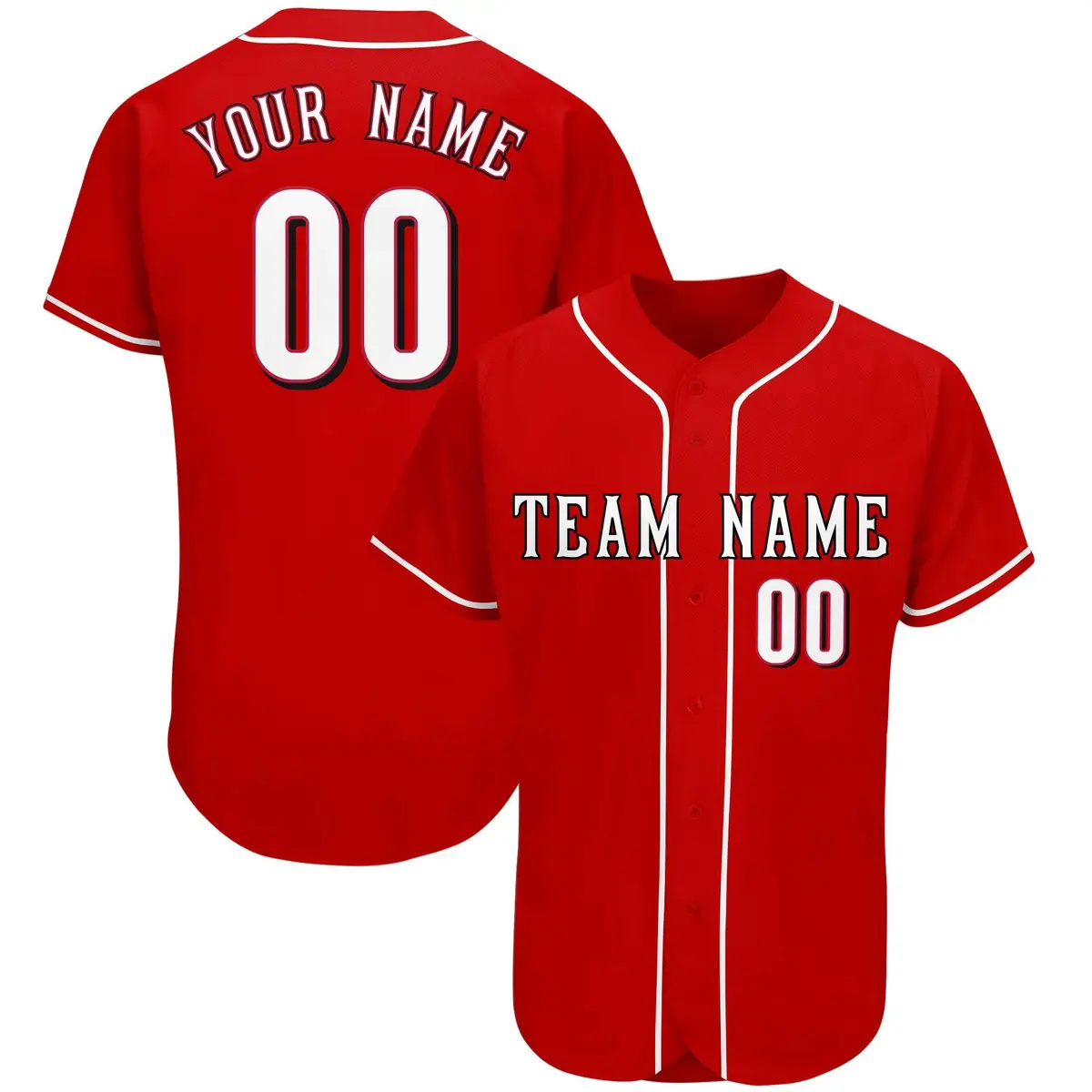 Red Classic Team Style Authentic Baseball Jersey