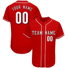 Red Classic Team Style Authentic Baseball Jersey 1
