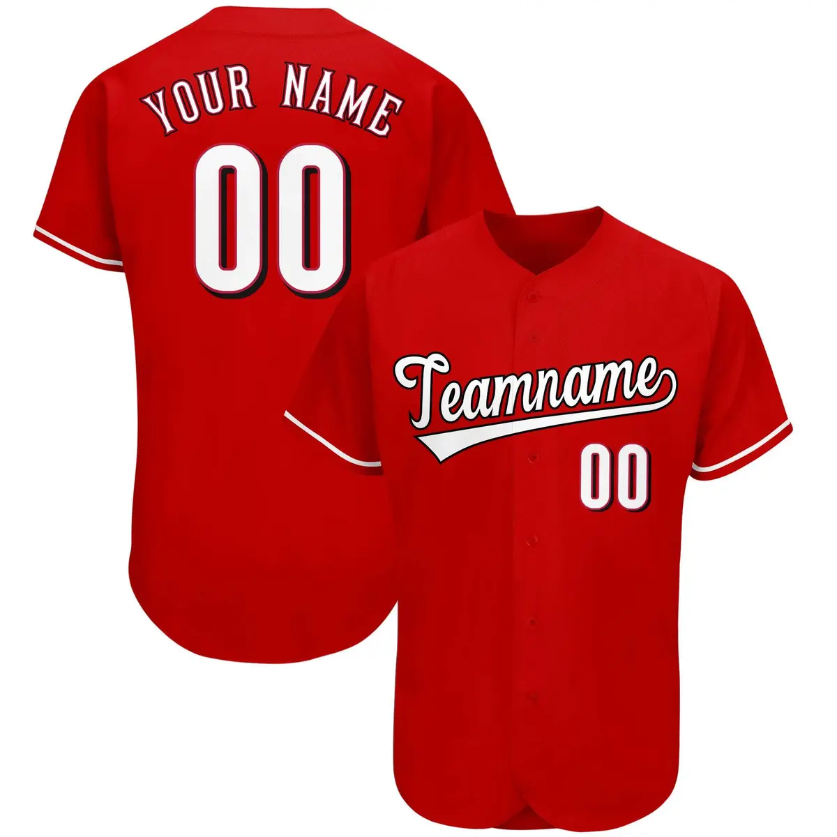 Red Classic Team Style Authentic Baseball Jersey