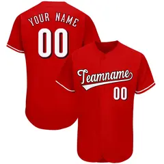 Red Classic Team Style Authentic Baseball Jersey 1
