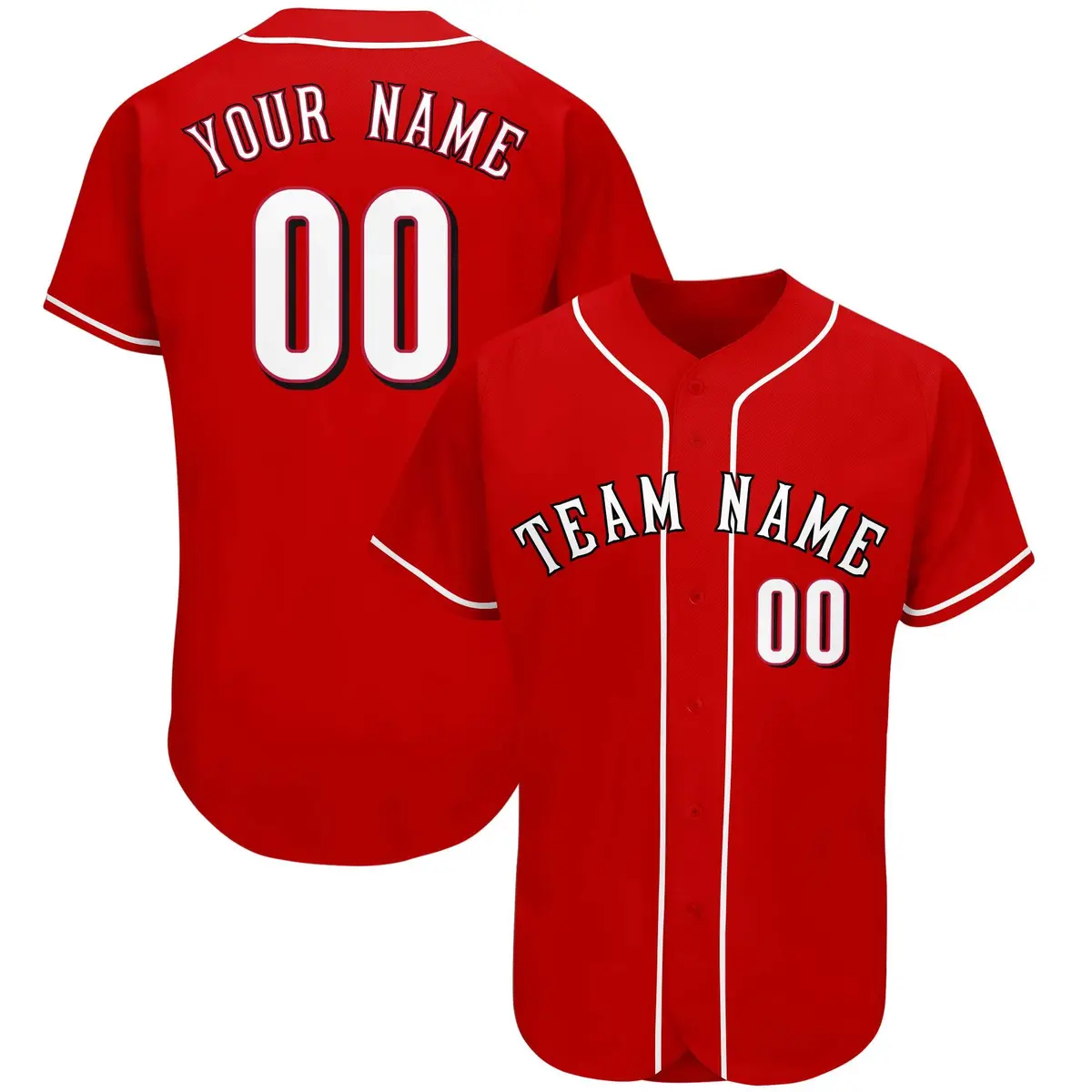 Red Classic Team Style Authentic Baseball Jersey