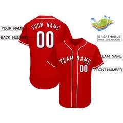 Red Classic Team Style Authentic Baseball Jersey 2