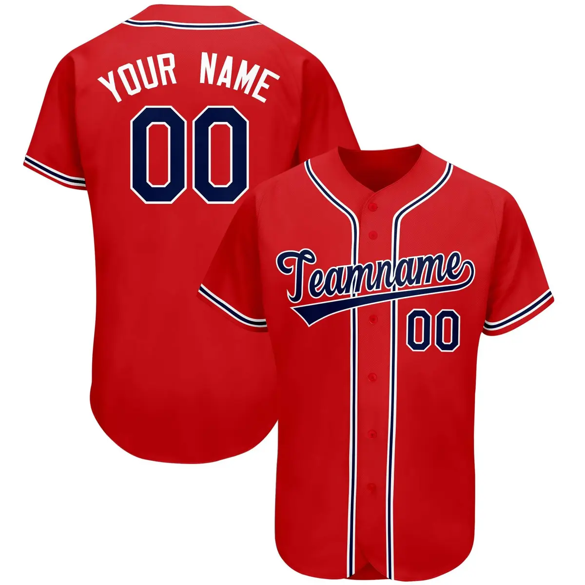 Red Classic Team Style Authentic Baseball Jersey