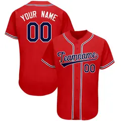 Red Classic Team Style Authentic Baseball Jersey 1