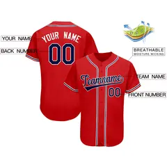 Red Classic Team Style Authentic Baseball Jersey 2
