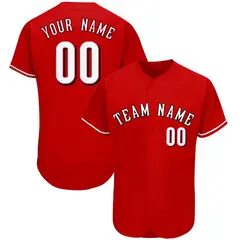 Red Classic Team Style Authentic Baseball Jersey 1