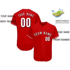 Red Classic Team Style Authentic Baseball Jersey 2