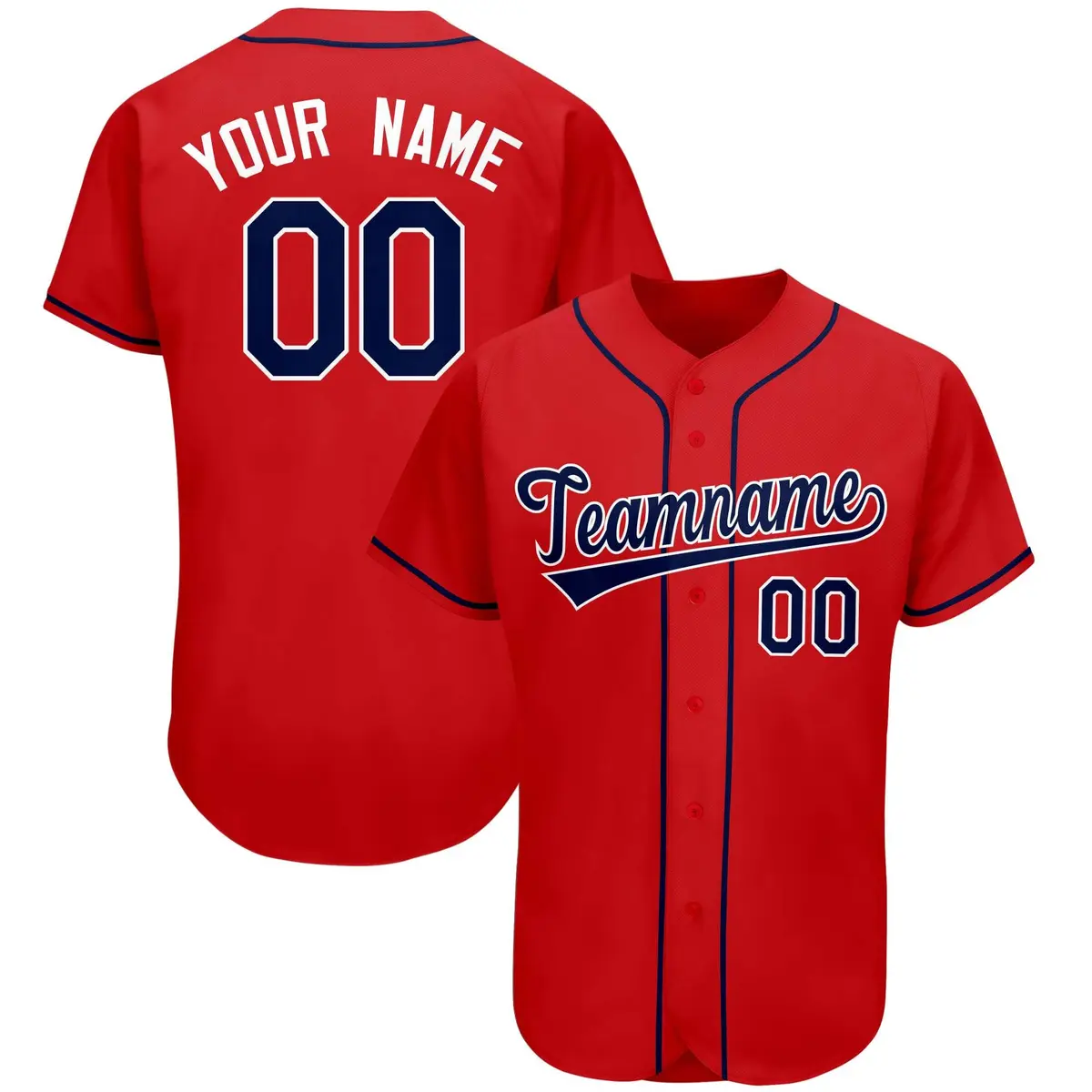 Red Classic Team Style Authentic Baseball Jersey