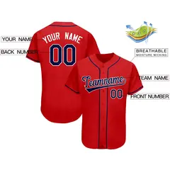 Red Classic Team Style Authentic Baseball Jersey 2