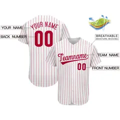 Red Classic Team Style Stripe Authentic Baseball Jersey 2