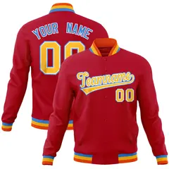Red Classic Varsity Full-Snap Letterman Baseball Jacket 1