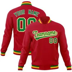 Red Classic Varsity Full-Snap Letterman Baseball Jacket 1