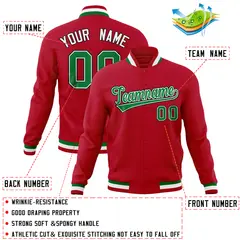 Red Classic Varsity Full-Snap Letterman Baseball Jacket 4