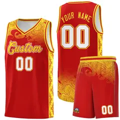 Red Cloud Pattern Sports Uniform Basketball Jersey Set