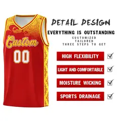 Red Cloud Pattern Sports Uniform Basketball Jersey Set 2