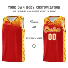 Red Cloud Pattern Sports Uniform Basketball Jersey Set 3