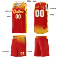 Red Cloud Pattern Sports Uniform Basketball Jersey Set 5