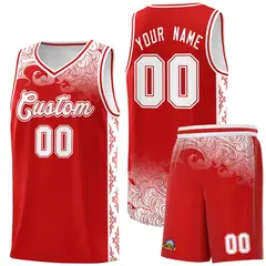 Red Cloud Pattern Sports Uniform Basketball Jersey Set