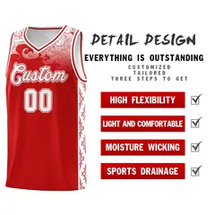 Red Cloud Pattern Sports Uniform Basketball Jersey Set 2