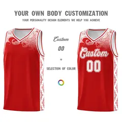 Red Cloud Pattern Sports Uniform Basketball Jersey Set 3