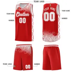 Red Cloud Pattern Sports Uniform Basketball Jersey Set 5