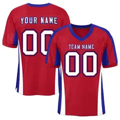 Red Color Block Mesh Authentic Football Jersey