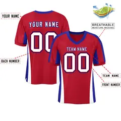 Red Color Block Mesh Authentic Football Jersey 2